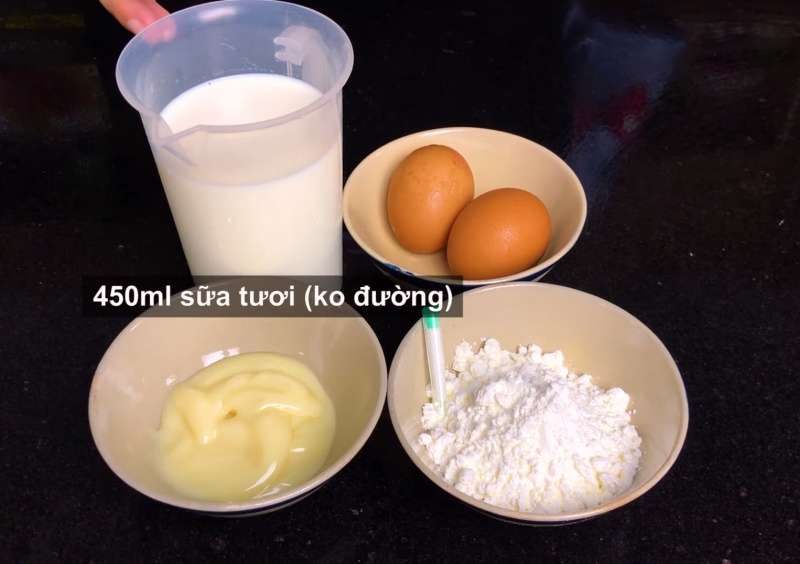 Nguyên liệu làm nhân bánh sữa tươi chiên giòn