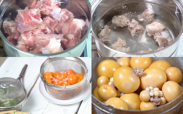 Sơ chế xương nầu nước dùng phở gà