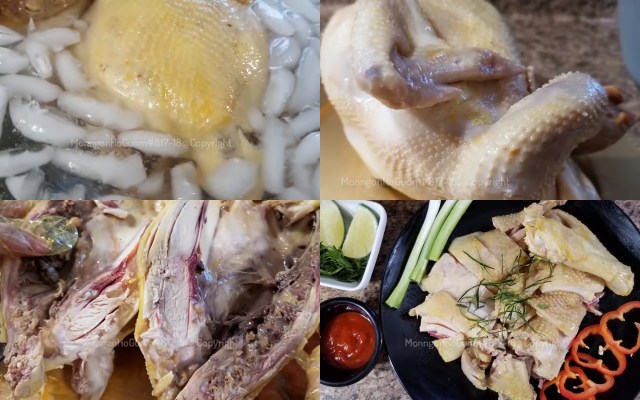 Ngâm gà đã luộc chín vào nước đá