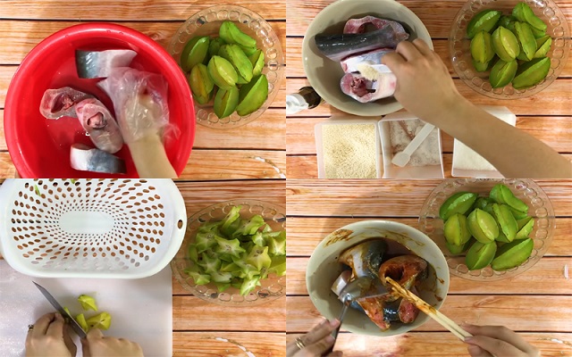 Sơ chế các nguyên liệu làm cá kho cùng khế chua