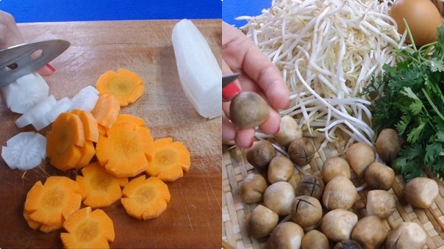 Sơ chế các nguyên liệu nấu bánh canh chả cá